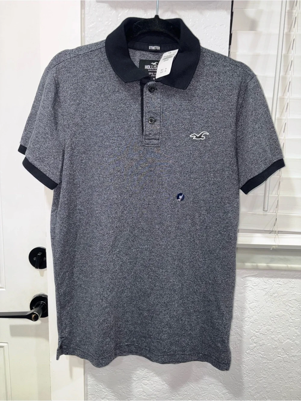 Hollister Men's Heather Gray Polo with Black Trim